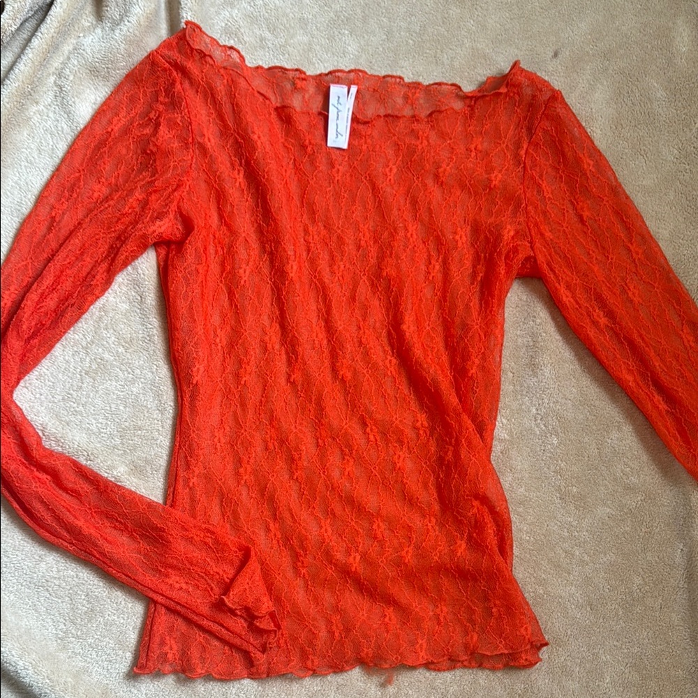 Elegant Orange Lace Top